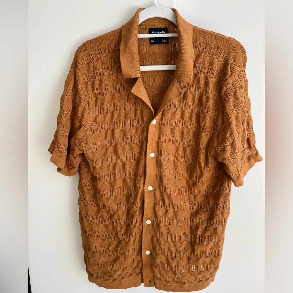 Tan Abercrombie & Fitch knit polo